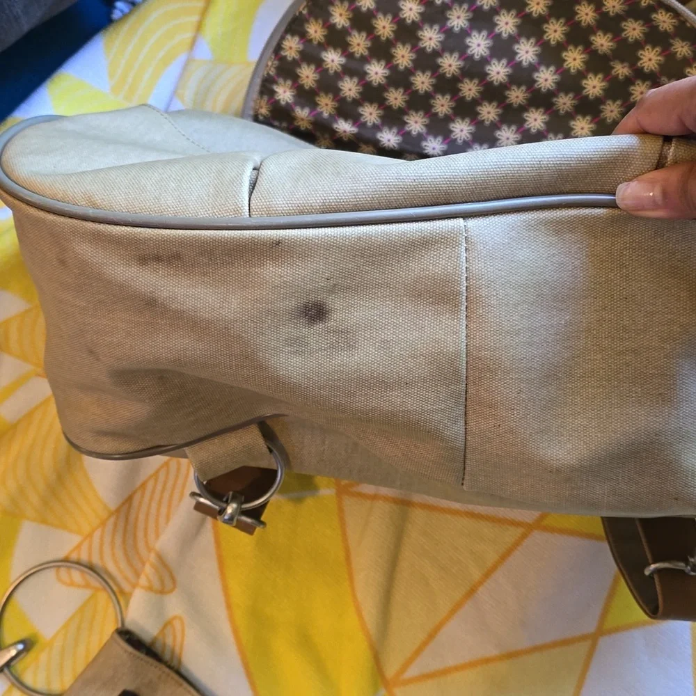 VGUC- Minene Tan Baby Diaper Bag with Adjustable Straps And Accessories